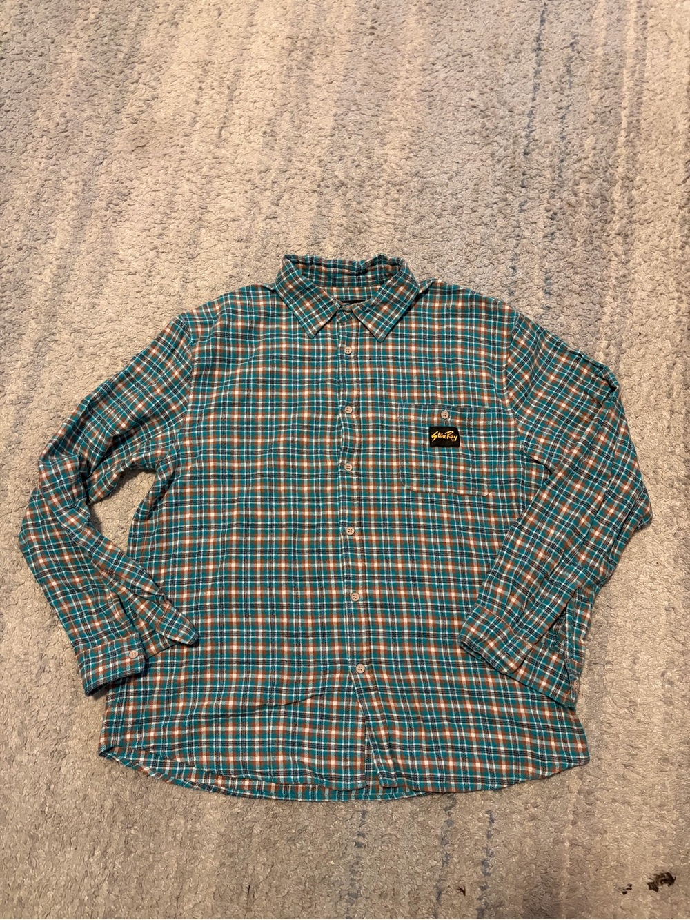 Stan Ray Men XL Flannel Shirt Long Sleeve Plaid Teal Brown Workwear Heritage AW2